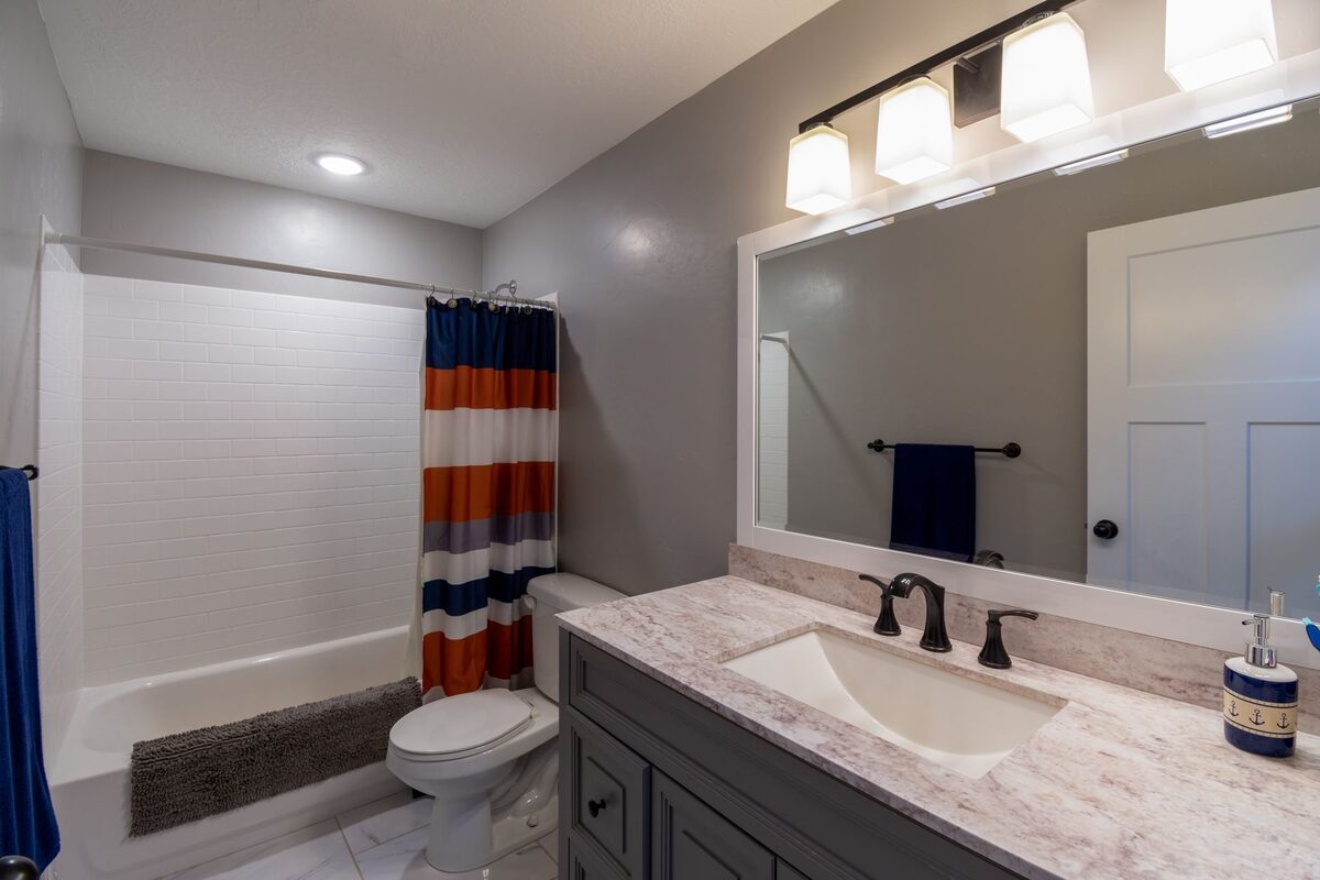 Bathroom lighting vanity mirror renter friendly