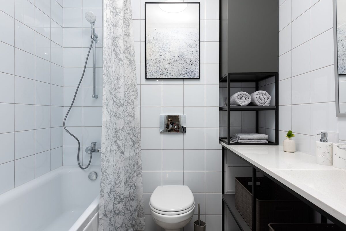 No drill shower storage small bathroom renters