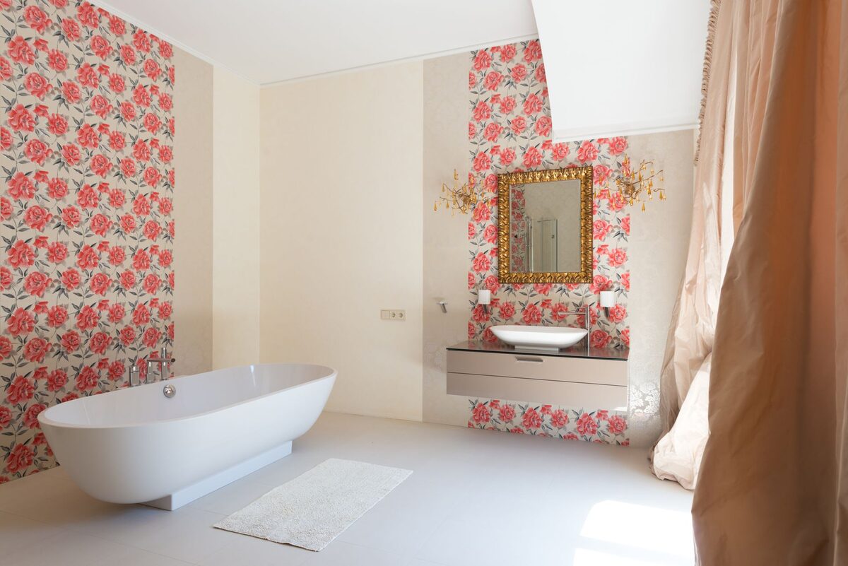 Temporary wallpaper bathroom accent wall renter friendly
