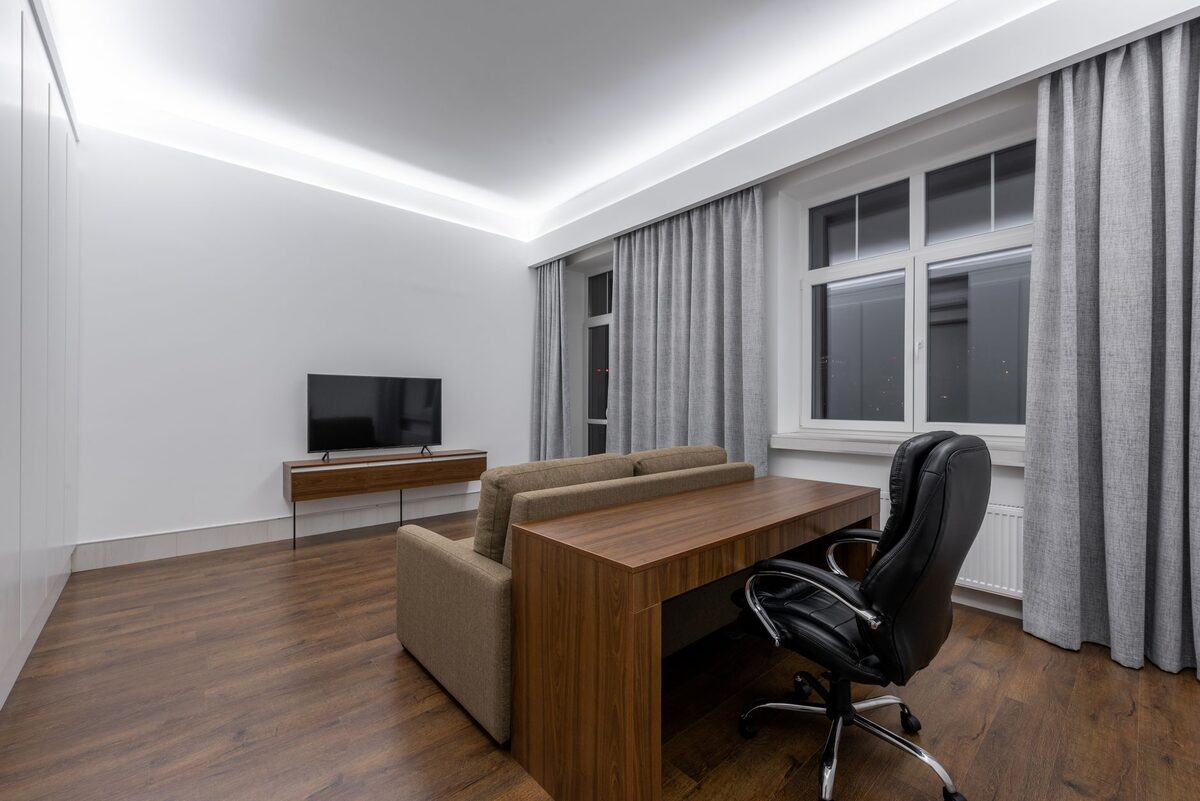 Put a Console Desk Behind the Sofa - apartment ideas